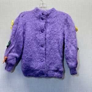 Please Mum London Purple Mohair Blend Cardigan Bows Pockets Girls (Measured)